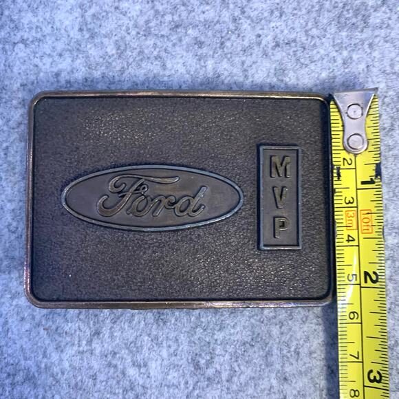 Vintage 70’s Ford MVP Solid Brass Belt Buckle, Heavy Cast, Classic Automotive - Picture 4 of 5